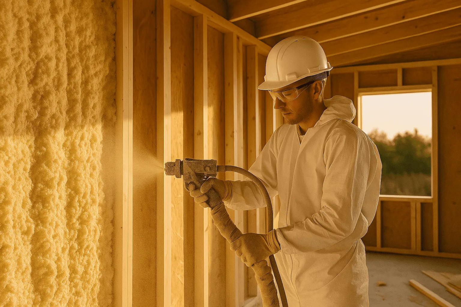 Pose de panneaux isolants sur un mur intérieur